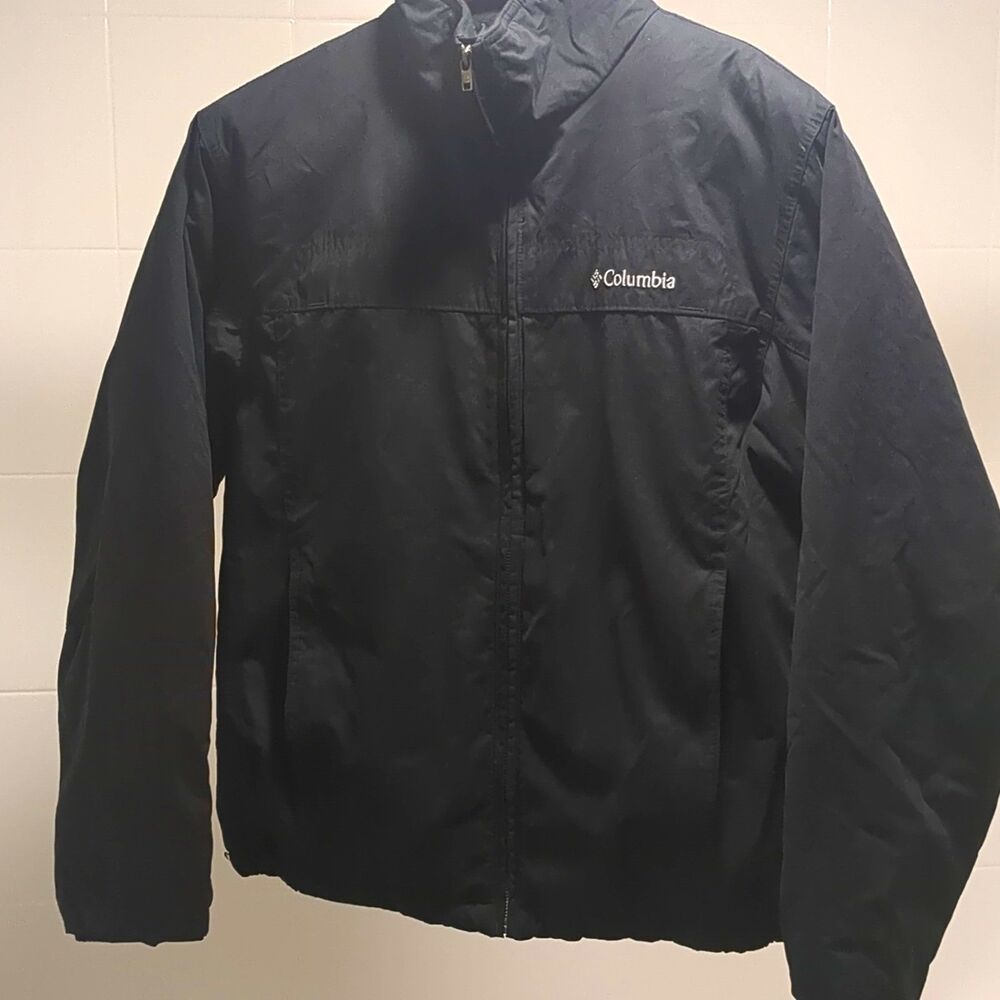 Columbia Mens Black Lined Full Zip Jacket Stand-Up Collar Size M XM5828-014-M